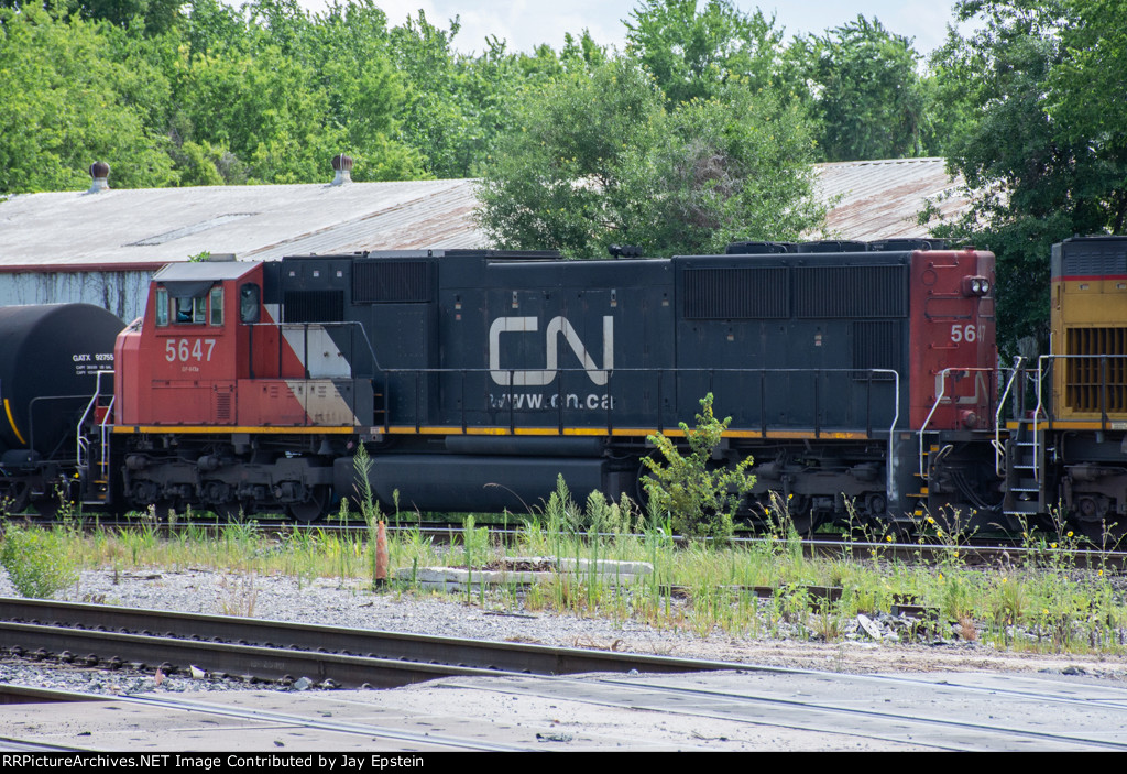 CN 5647 trails on a train entering PTRA's North Yard